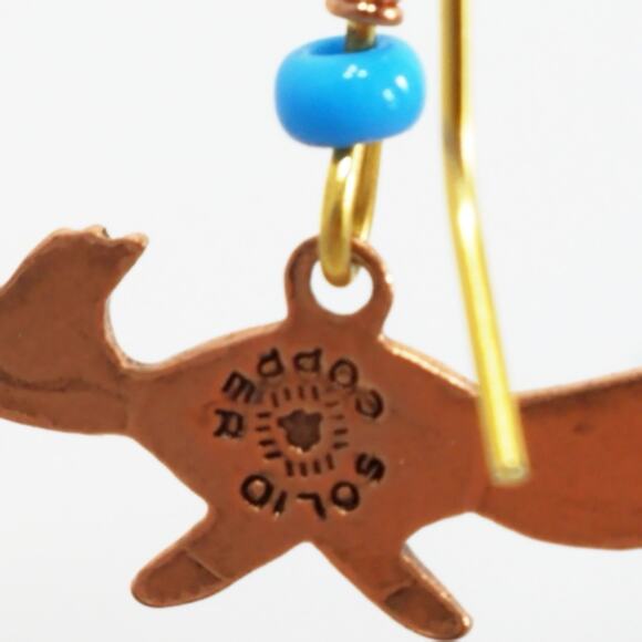 Vintage Roadrunner Solid Copper Earrings, Bells Trading Post, 1970s - Picture 4 of 10